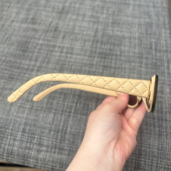 CHANEL 5129-Q 711/13 BROWN WITH BEIGE LEATHER AND BROWN GR LENSES SUNGLASSES - Picture 5 of 16